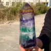 Natural Large Colored Fluorite Crystal Point Natural Crystal Wand Healing 3