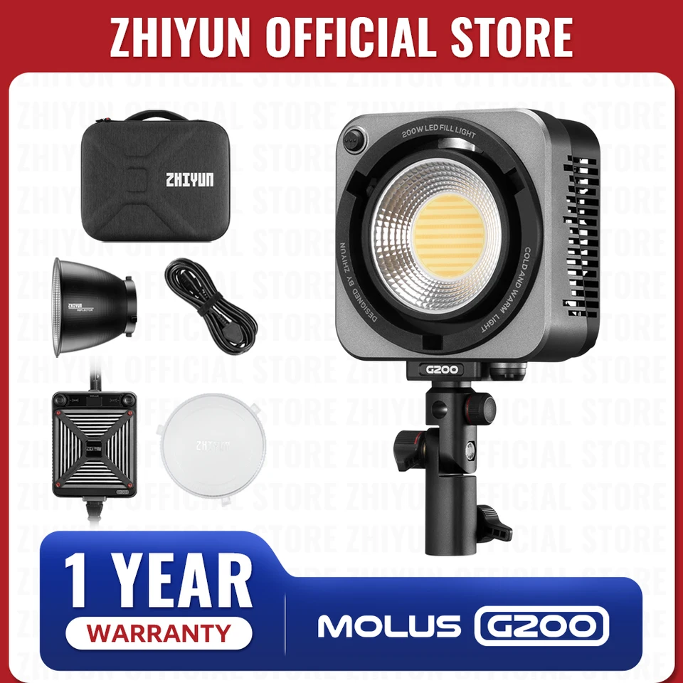 美品 ZHIYUN MOLUS G200 200W ビデオライト Amazon.com : Zhiyun LED Video Light MOLUS G200 COB 200W Bowens