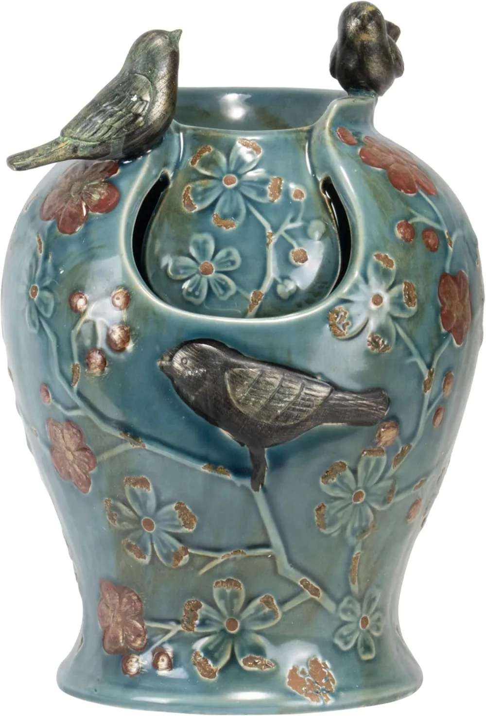 

Blue Verdigris Bird Indoor Water LED Light and Pump Fountain Garden Decoration Building Exquisite Fountain