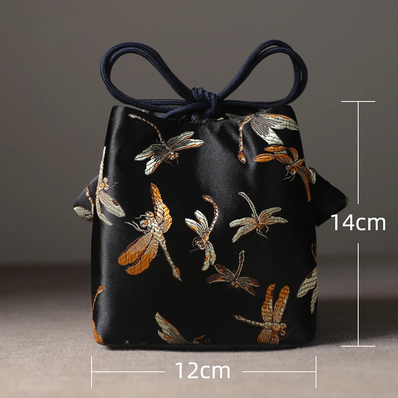 10/12cm Retro Print Outdoor Tea Set Storage Bag Portable Travel Teapot Cup Cotton Protect Cloth Bags Tea Ceremony Accessories