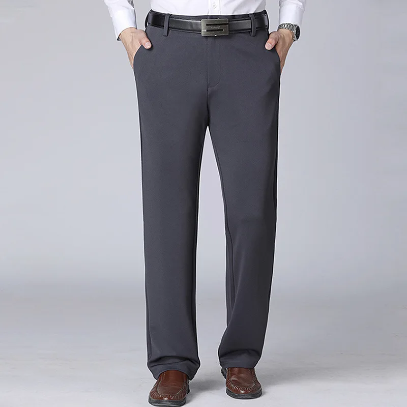 Men's Business Pants Big Size 52 Elastic Waist Straight Suit Pants Formal Work Long Pants Large Size Loose Casual Trousers 5