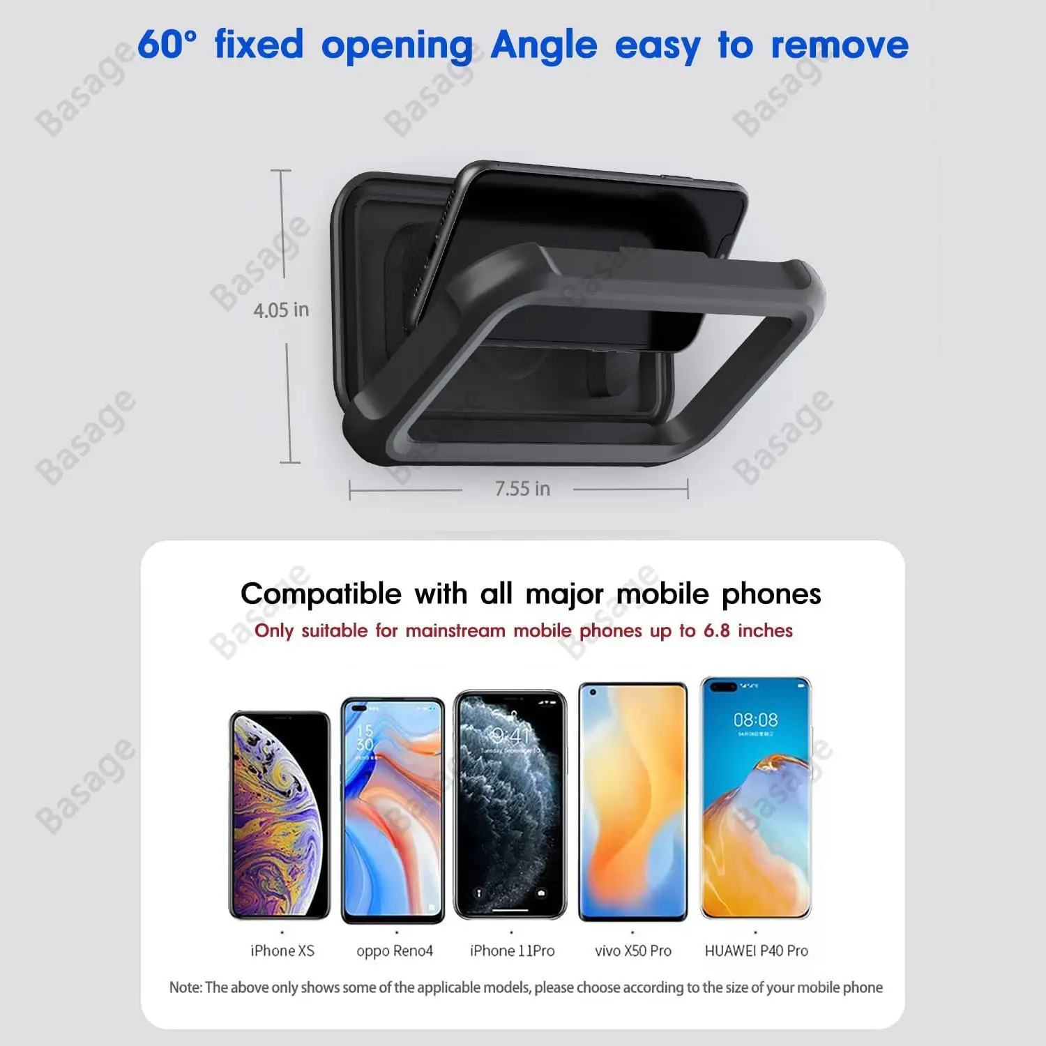 Shower Phone Holder Waterproof 480° Rotation, Adjustable Mirror