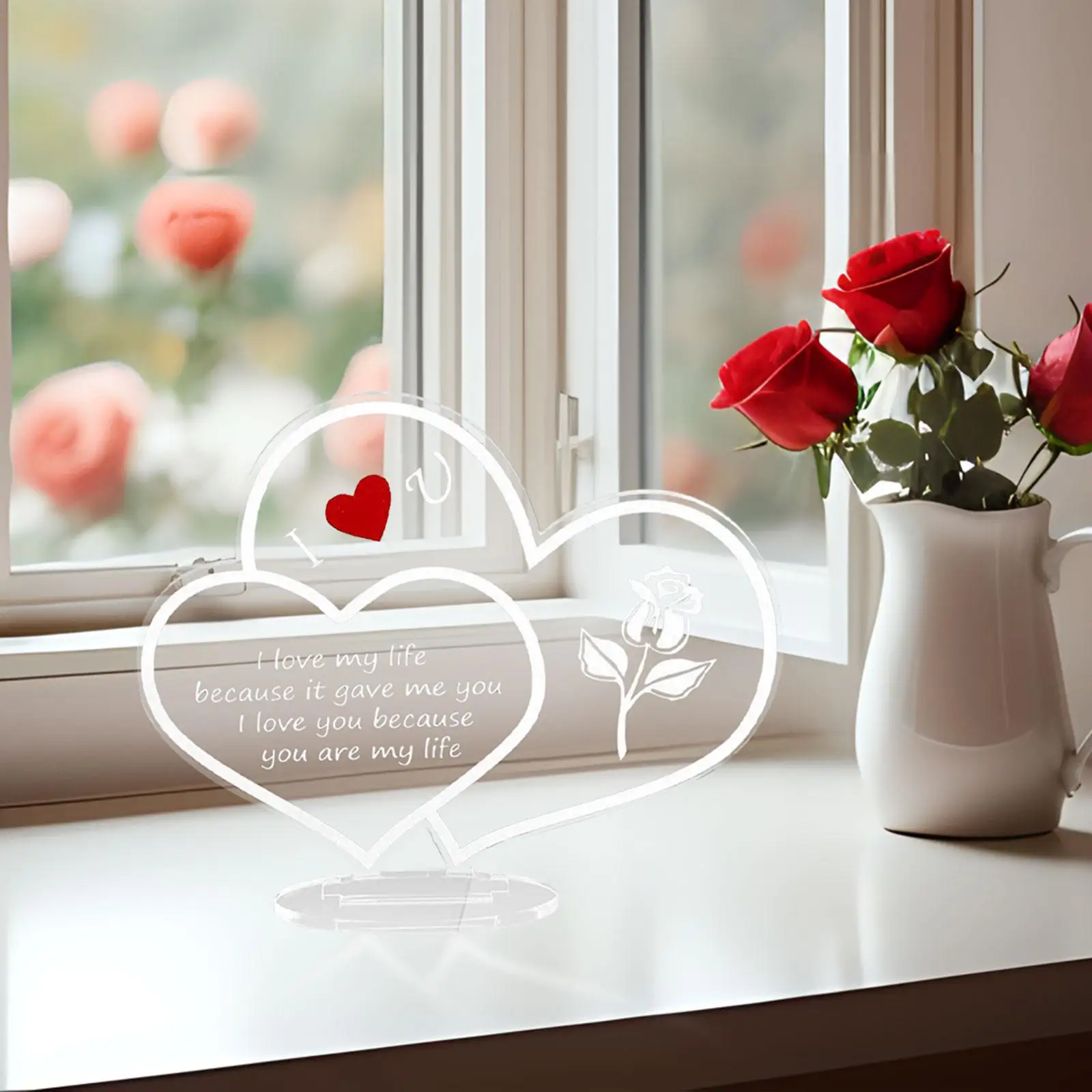 

Акриловая табличка в форме сердца, украшение на День святого Валентина, акриловое настольное украшение для свадьбы, дня рождения, гостиной, офиса