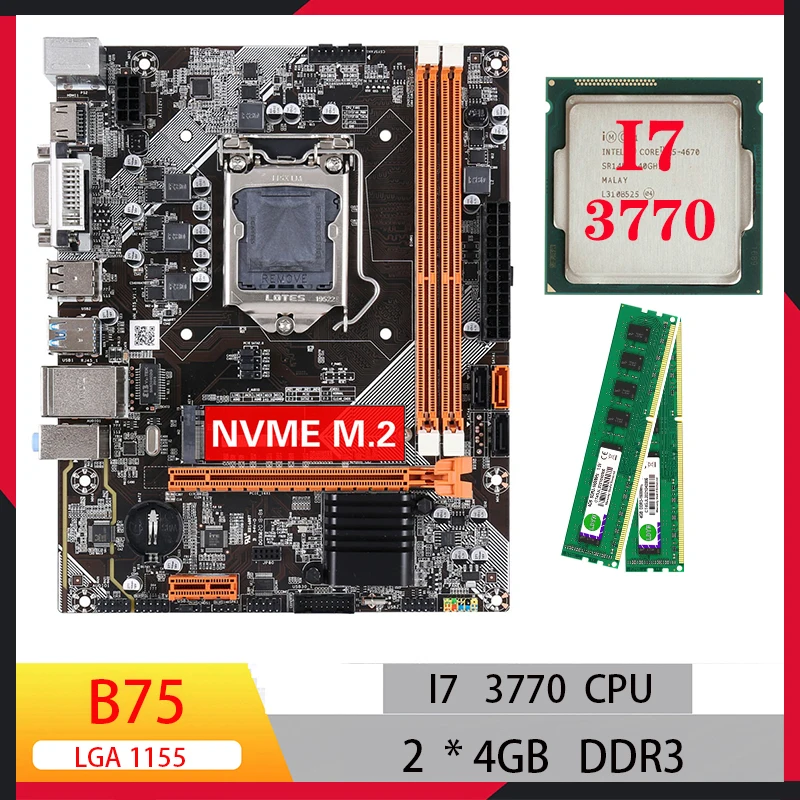 Motherboard cpu combo kit B75 Core i7 3770 lga 1155 DDR3 ram gaming