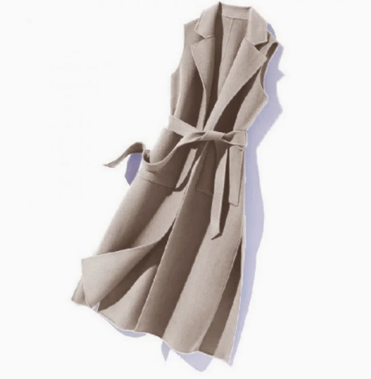 Fashionable Women's Woolen Vest Long Shoulder Jacket Stylish Suit Collar Clip-On Autumn/Winter maternity