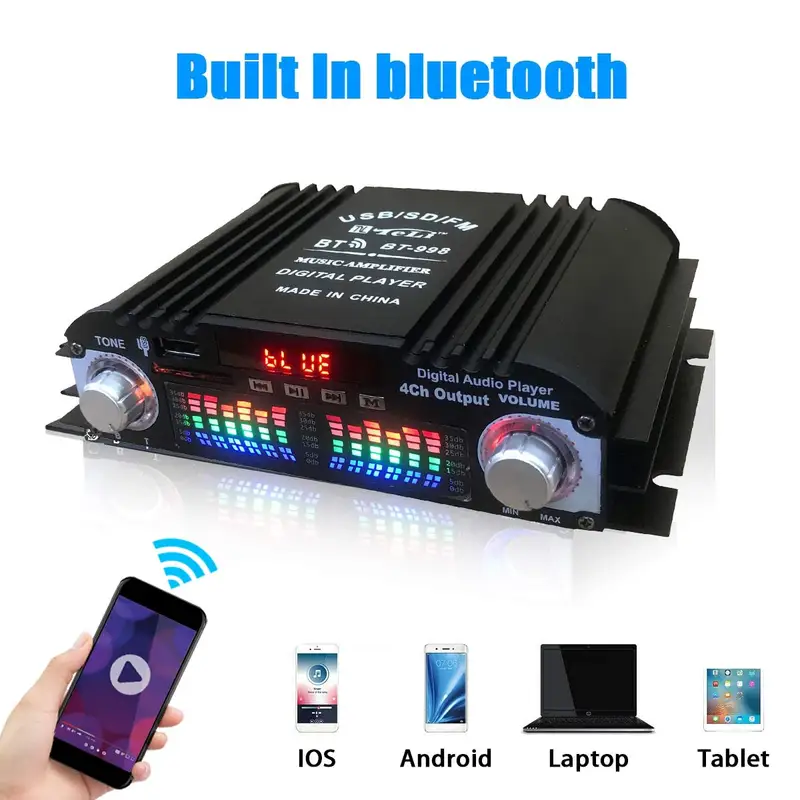 1600W Peak Power HiFi Sound Amplifier Digital 4 Channel
