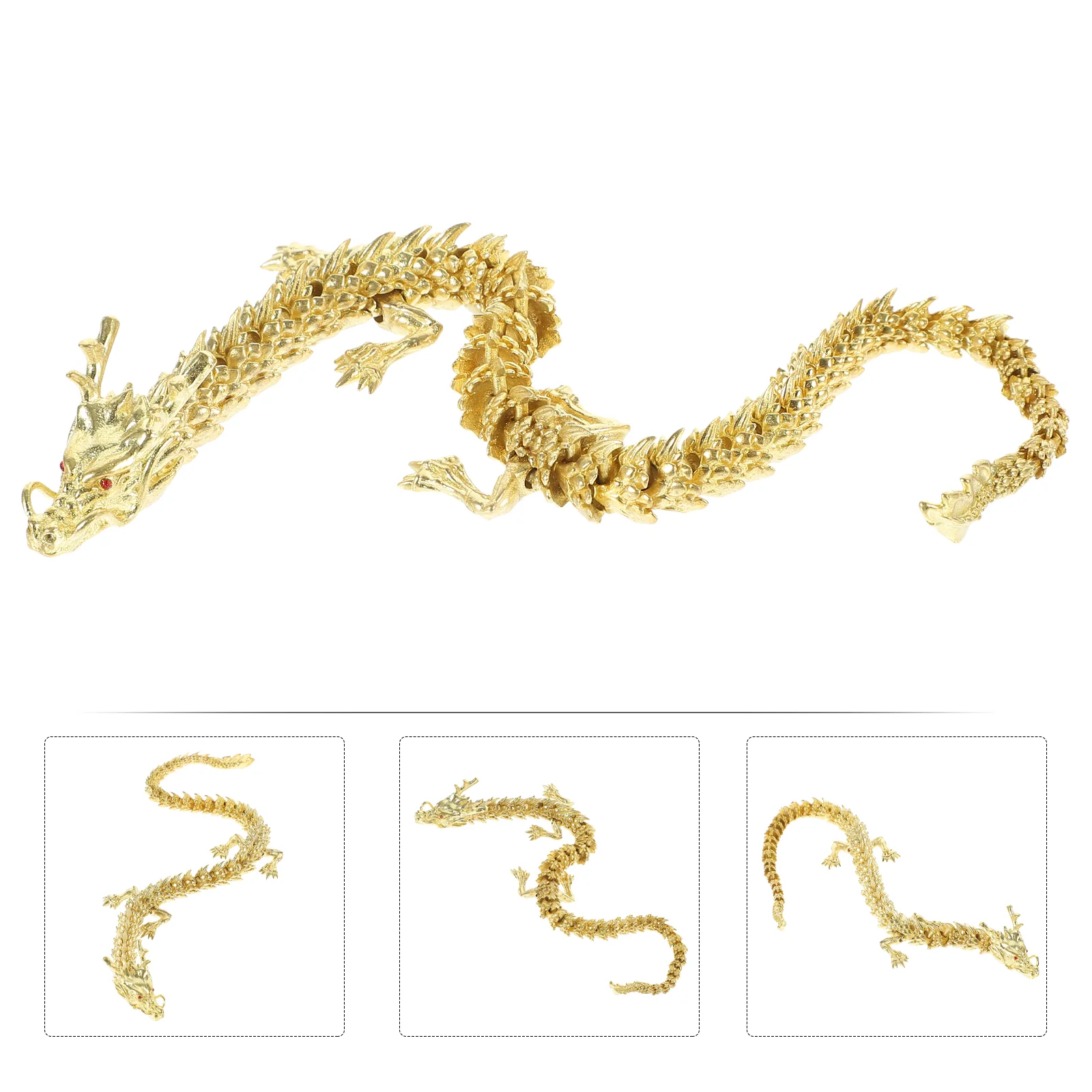 

Dragon Statue Chinese Zodiac Animal Sculpture 2024 Year Mascot Figure Home Decor Golden
