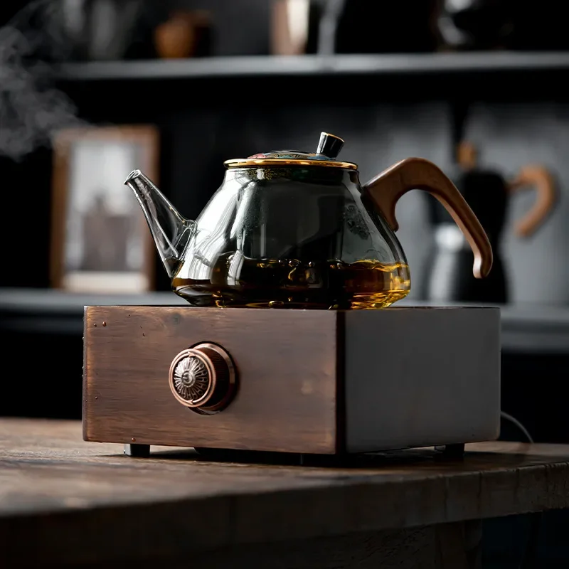Walnut electric pottery stove household indoor tea maker Mini glass  kettle induction cooker small   2