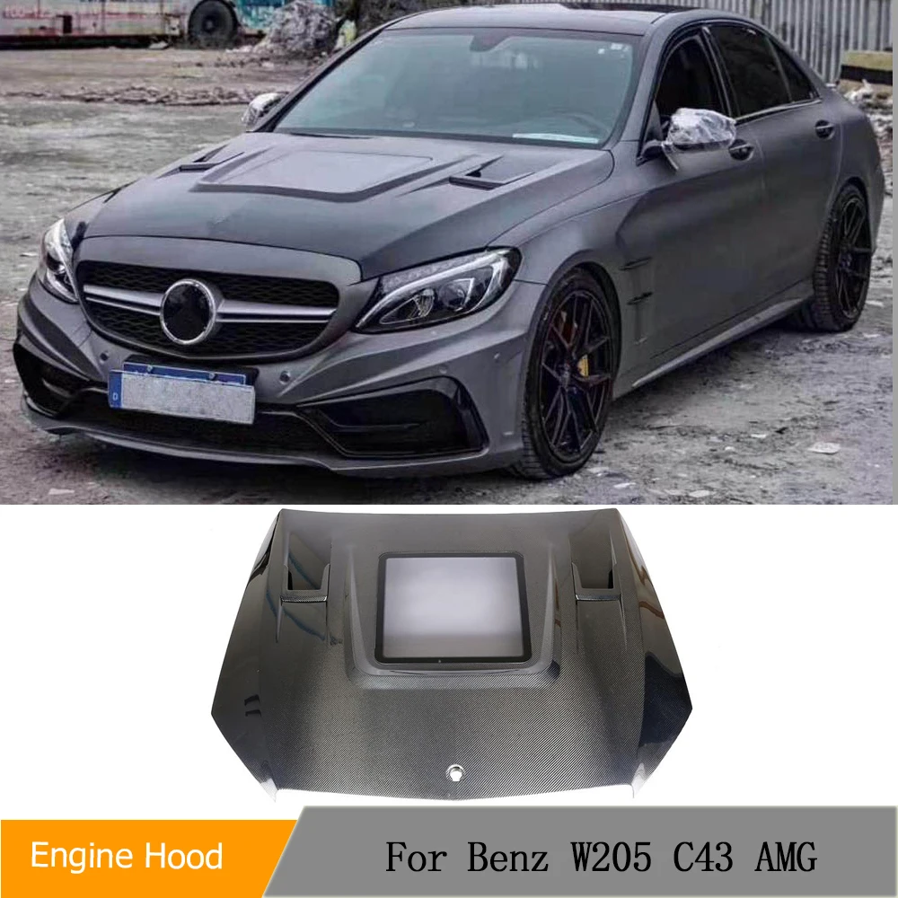 

Carbon Fiber Front Bonnet Hood Cover Bodykit Fit for Benz C-Class W205 C180 C200 C250 C300 C350 C43 AMG C63 AMG 2015 - 2019