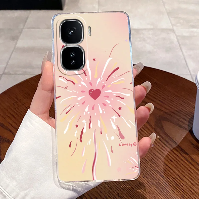 Clear Silicone Soft TPU Back Cover with Cute Rabbit Cat Design