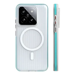 Corrugated Pattern Non-Slip Magnetic Wireless Charging Case - Hard Matte Back Cover for Xiaomi Mi 15 Pro (FH CX Blue)