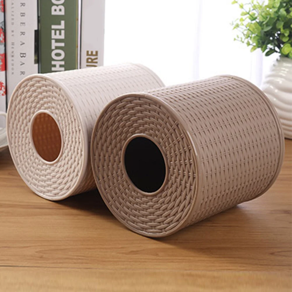 Round Container Living Room Bedroom Gift Napkin Holder Home Toilet Paper Storage Desktop Hotel Decorative Tissue Box Dustproof toilet paper holder,tissue box,tissue dispenser,napkin holder