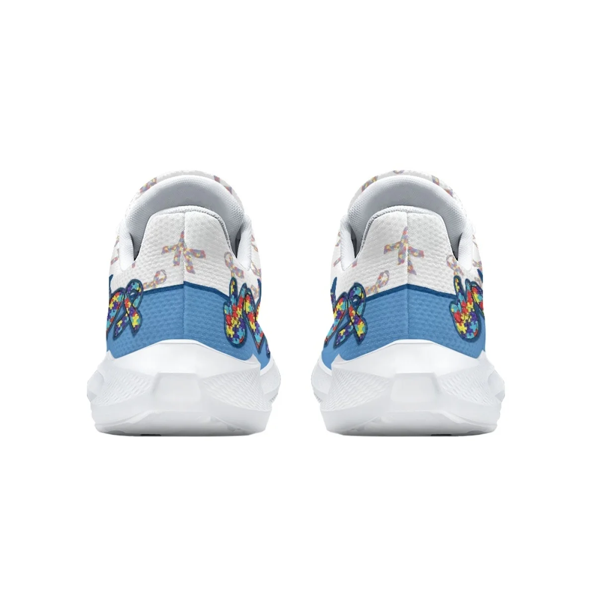 Autism Awareness Cartoon Pattern Women's Spring and Autumn Sneakers Wear-Resistant Outdoor Teens Tennis Shoes Lace Up  Footwear