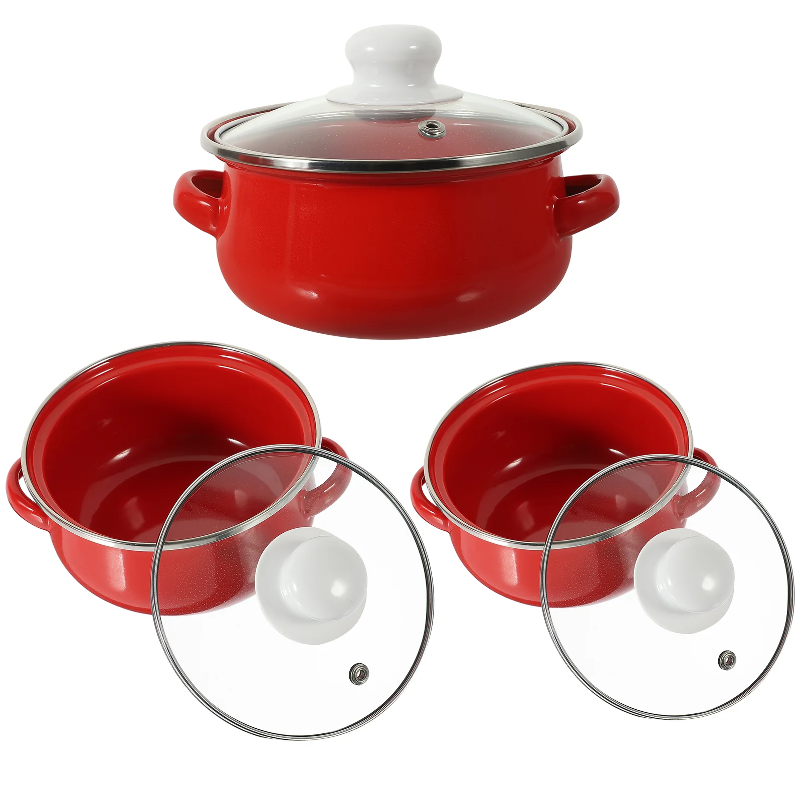 

3 Pcs Enamel Pot Coffee Instant Noodles Three Piece Suit Enamelware Double Handles Cooking Coffeepot