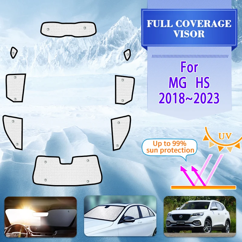 Full Covers Sunshades For MG HS 2021 MGHS 2022 Ehs Phev 2023~2018 Car  Accessories Sun Protection Windshields Side Window Visor