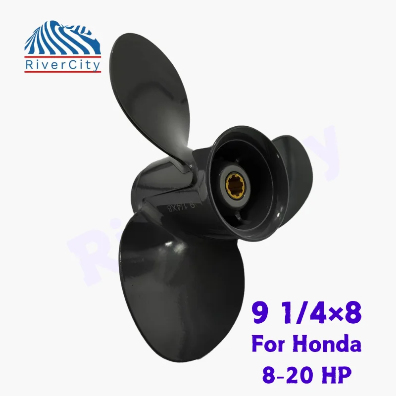 Outboard Propeller For Honda 9 1/4&times;8 Aluminum Alloy Screw 3 Blade 8 Spline Part for 8 HP 9.9 HP 15 20 Boat Motors