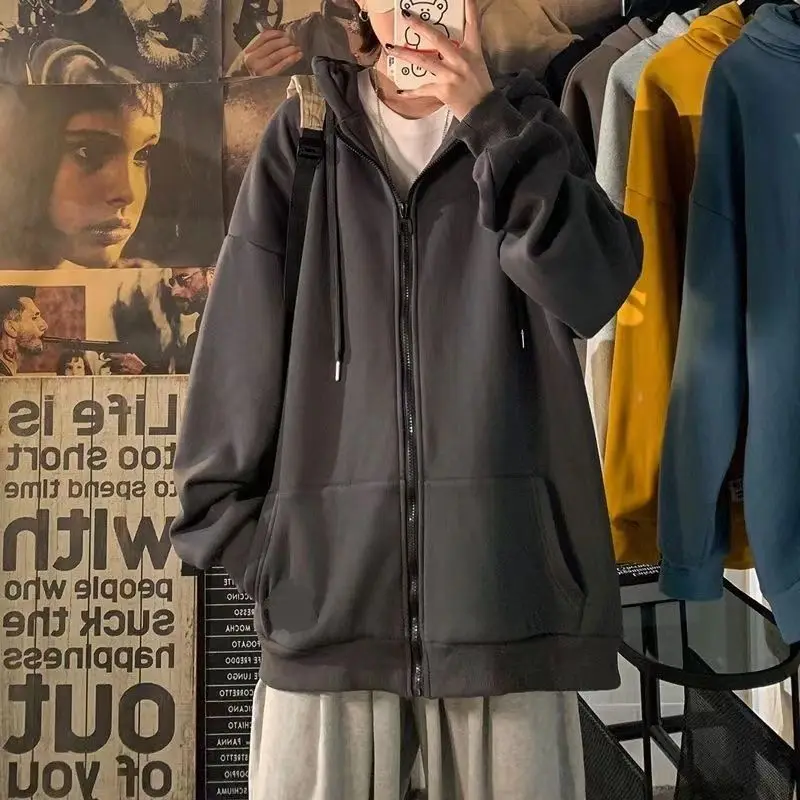 

Hybskr Women Hooded Cardigan Fashion Loose Zip-up Autumn Hoodies Hip Hop Casual Hip Hop Streetwear Harajuku Female Clothing