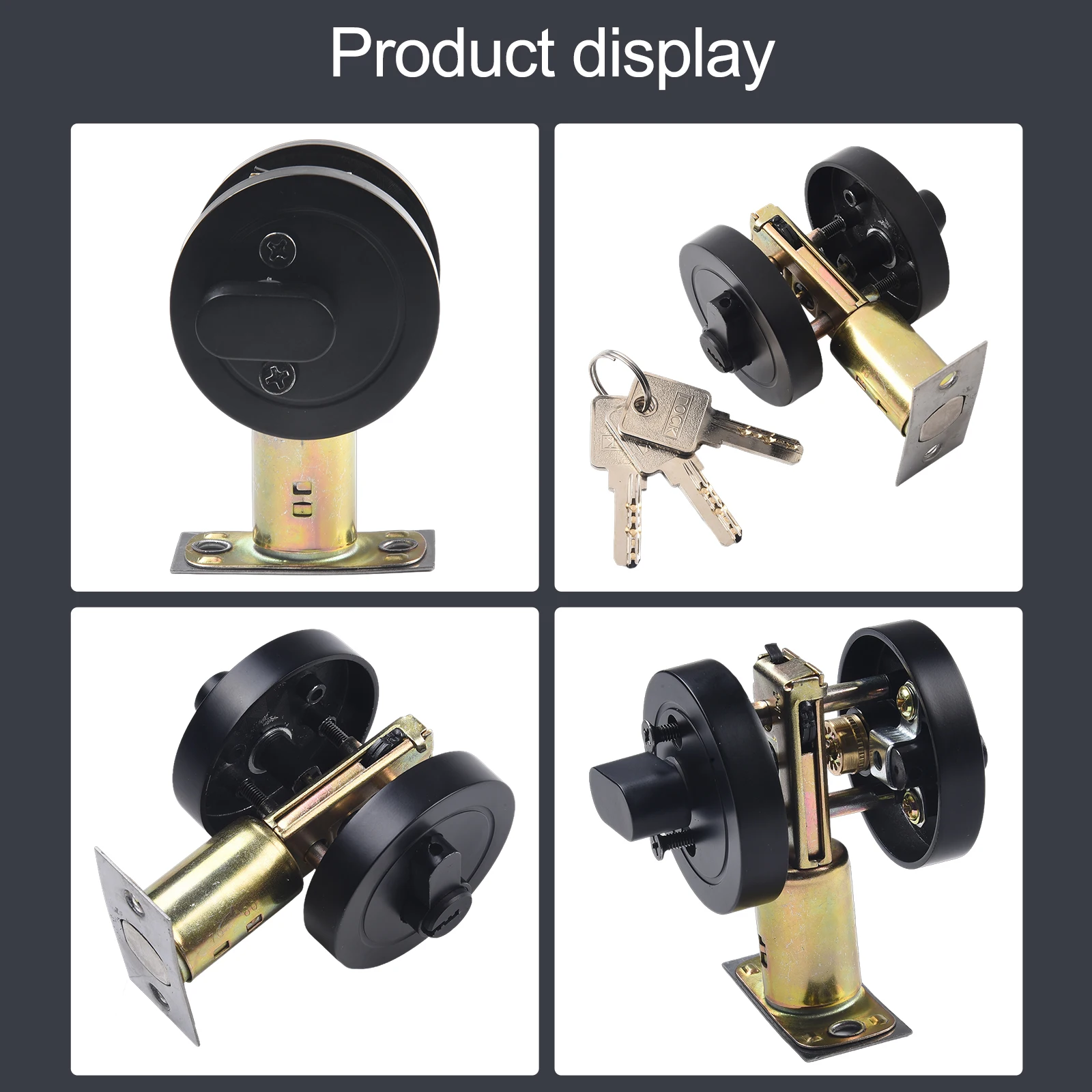 Description Picture 6 of itemBrushed Nickel Handles Exterior Doors Cylinder Front Exterior Doors Single Cylinder Zinc Alloy Black Door Lock