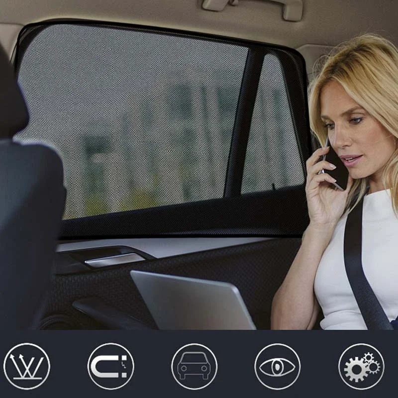 KKJOY Summer Magnetic UV Protection Side Window Mesh Car Visor - Easy to Install Portable Sunshade for Cars