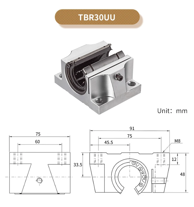 1 stücke 2 stücke 4 stückeTBR16UU/TBR20LUU/TBR25LUU/TBR30LUU Linear Kugellager Unterstützung Block CNC Router Für 3D Drucker Teile linear Guide – Detail 12