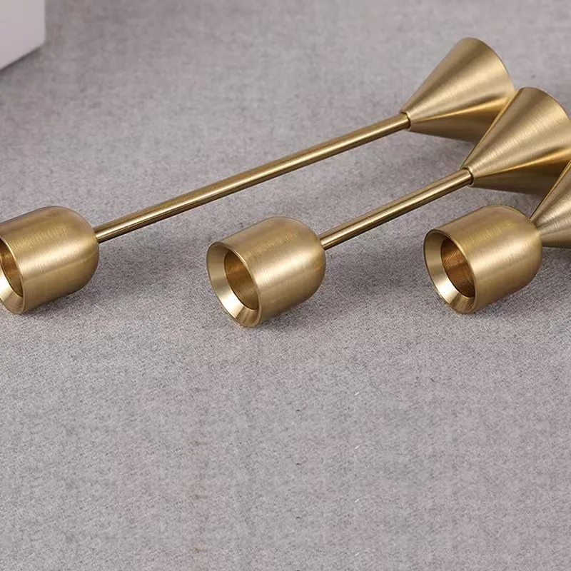 3Pcs/Set Chinese Style Metal Candle Holders Simple Golden Wedding Decoration Bar Party Living Room Decor Home Decor Candlestick