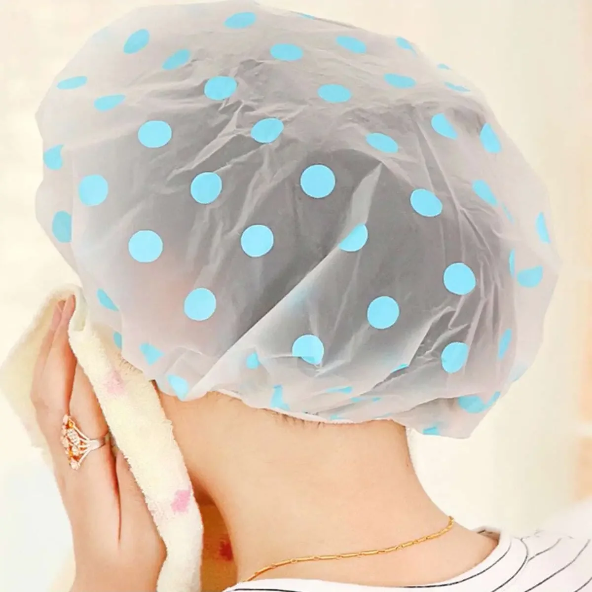 3/6/9 Pcs colour  Shower Caps, Multi-Purpose Thickening Elastic Bath Cap Plastic Waterproof  Home Use  Bathroom Accessories