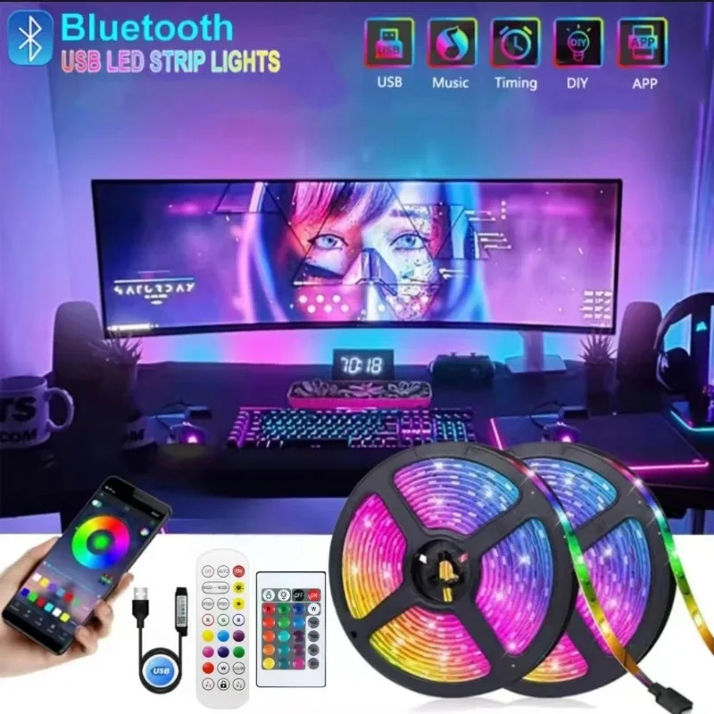 

Светодиодная лента RGB 5050 с поддержкой Bluetooth, 20 м, 5 В