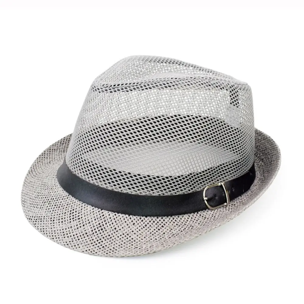 Breite Krempe Männer Stroh Panama hut Mode atmungsaktive Sonnencreme Sommer Strand kappe Mesh leichte Sonnen kappe – Detail 7