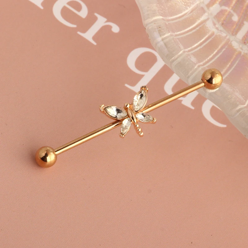 tainless Steel Man Industrial Barbell Arrow Bulk Cone Dragon Long Bridge Earring Transversal Piercing Unisex Jewelry