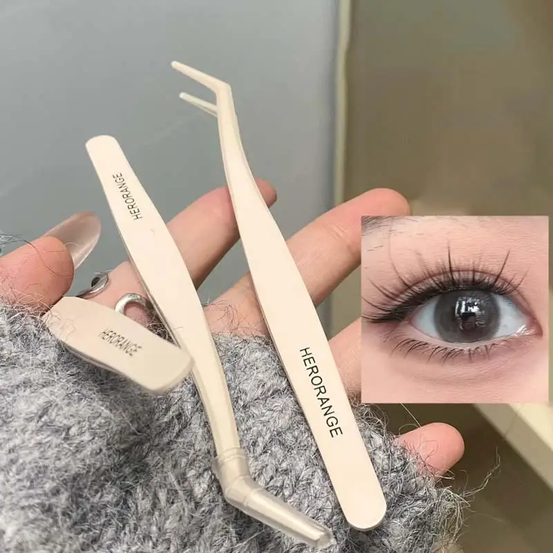 1Pc 안티 스틱 핀셋 끈적이지 않는 DIY 둥근 디자인 전문 접목 안티 스틱 글루 프리 인조 속눈썹 핀셋.