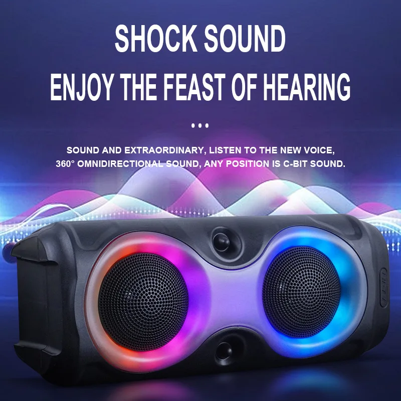 Wireless bluetooth speaker Portable bluetooth speaker Portable speakers Audio speakers TWS Wireless Portable FM Bluetooth 5.0 Party Light Speaker Subwoofer Heavy Bass Sound System Outdoor Karaoke
