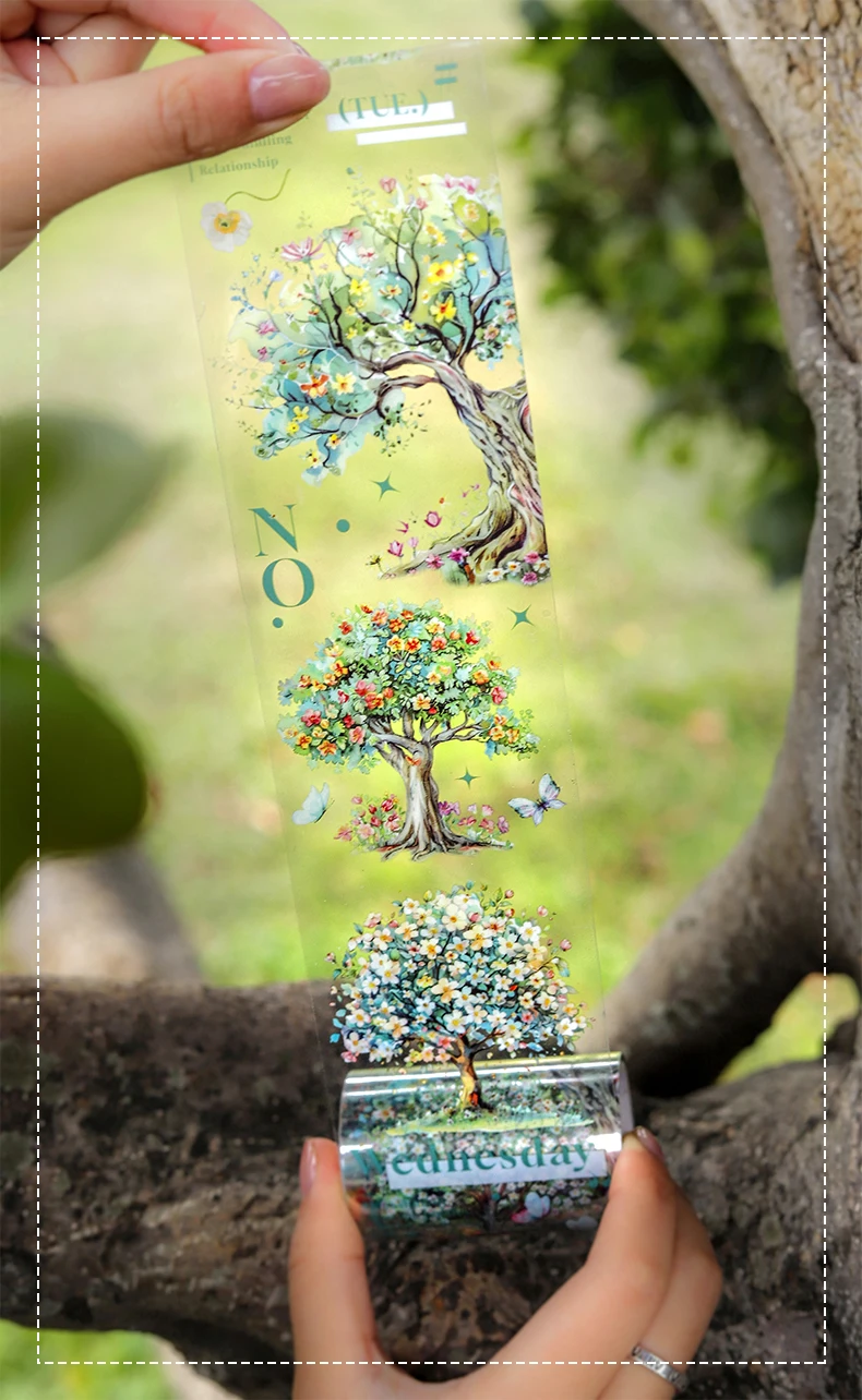 Journal GO 6 x 200 cm Wald der Blüten, Klebeband-Aufkleber für Geschenkkarte, Telefon, Laptop, Collage, Junk-Journal, Scrapbooking, Dekor-Aufkleber – Detail 1