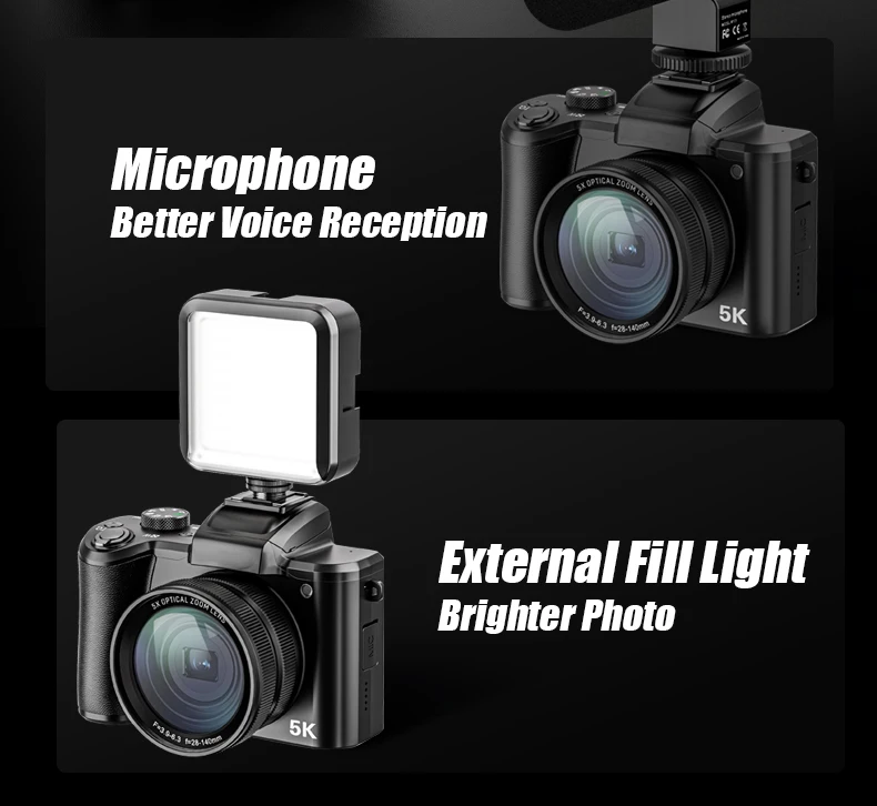 SONIDA 5K DSLR Optical Zoom HD Video Camera 3.2-inch IPS HD Touchscreen Display Digital Camera