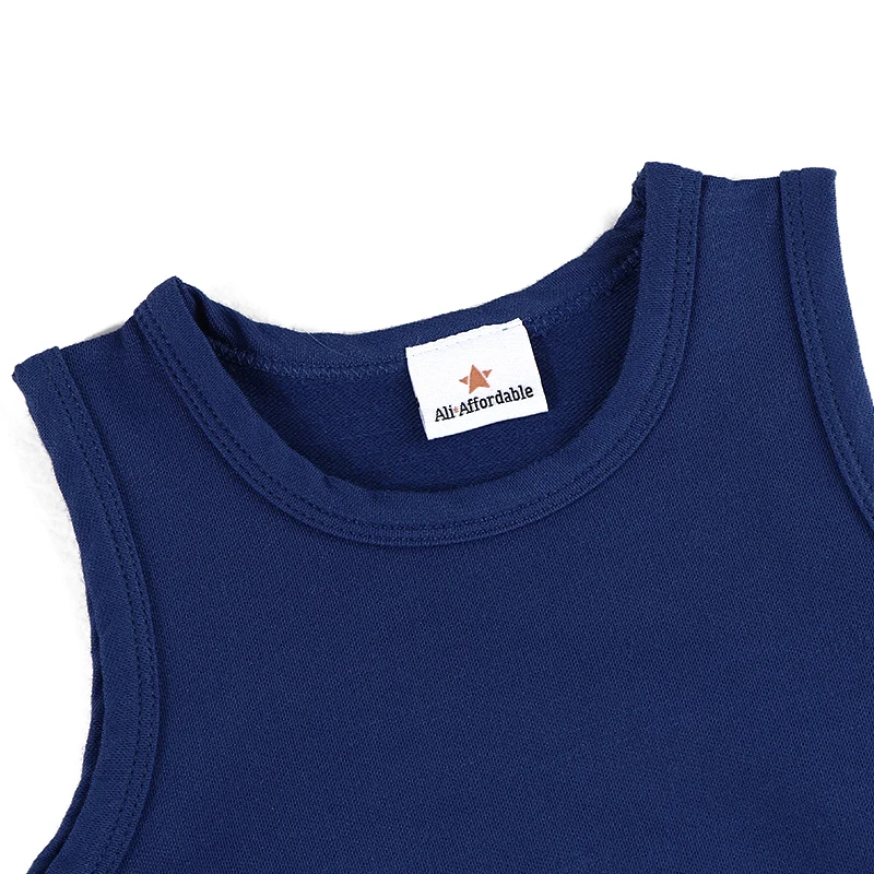 AA-Baby-Strampler, blau, gestrickt, Denim, ärmellos, seitlich gestreift, mit Tasche, für Babys, Jungen und Mädchen, Baby-Overall, Rundhalsausschnitt, Familienset – Detail 6