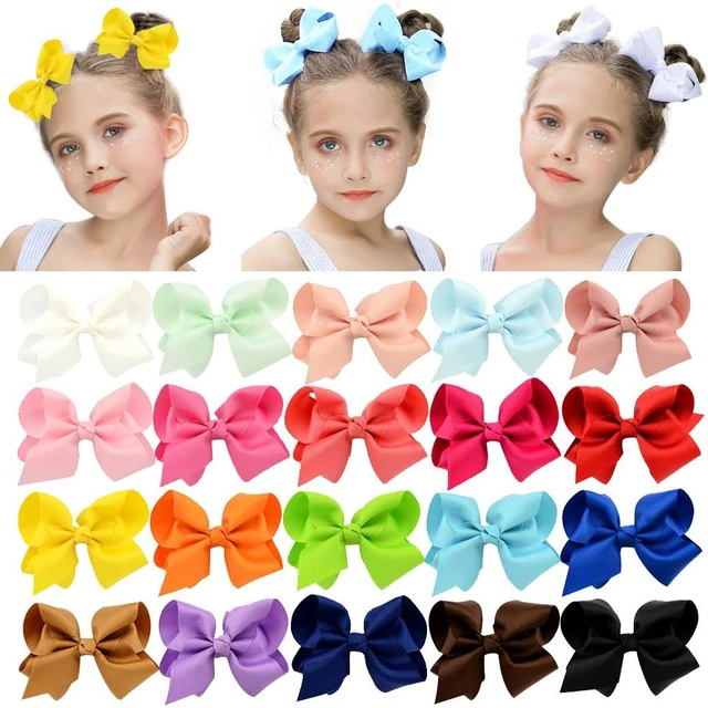 3/4/6/8 inch Colorful Grosgrain Ribbon Hair Bows Clips For Baby Girls  Handmade Hairpins Barrettes Headwear Kids Hair Accessories