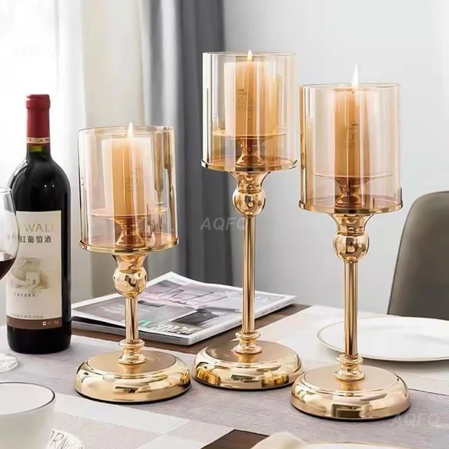 Dropship Luxury Crystal Metal Candle Holders Flowers Candlestick