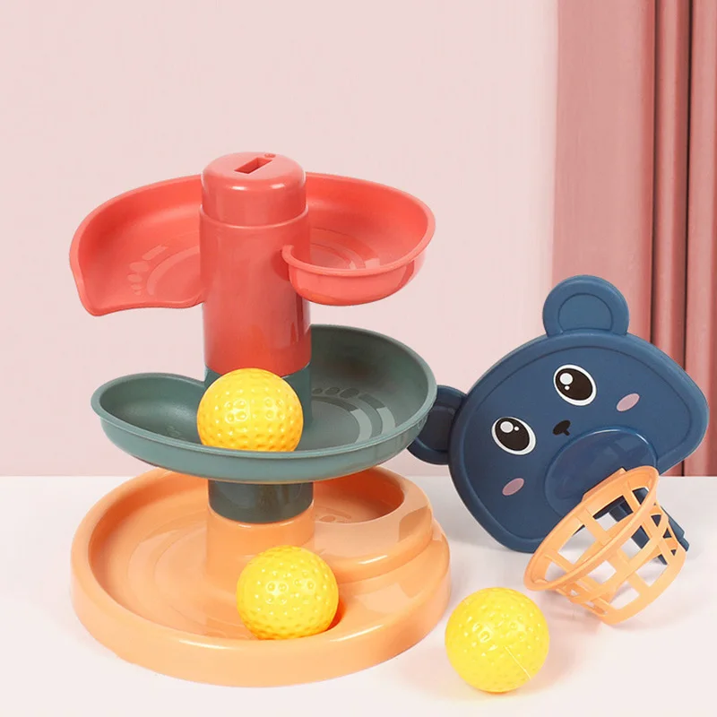 Rolling Ball Pile Tower Early Educational Toy Rotating Spin Track Stacking Toy Baby Montessori Gift stacking puzzle toys cup stacking toys stacking toys