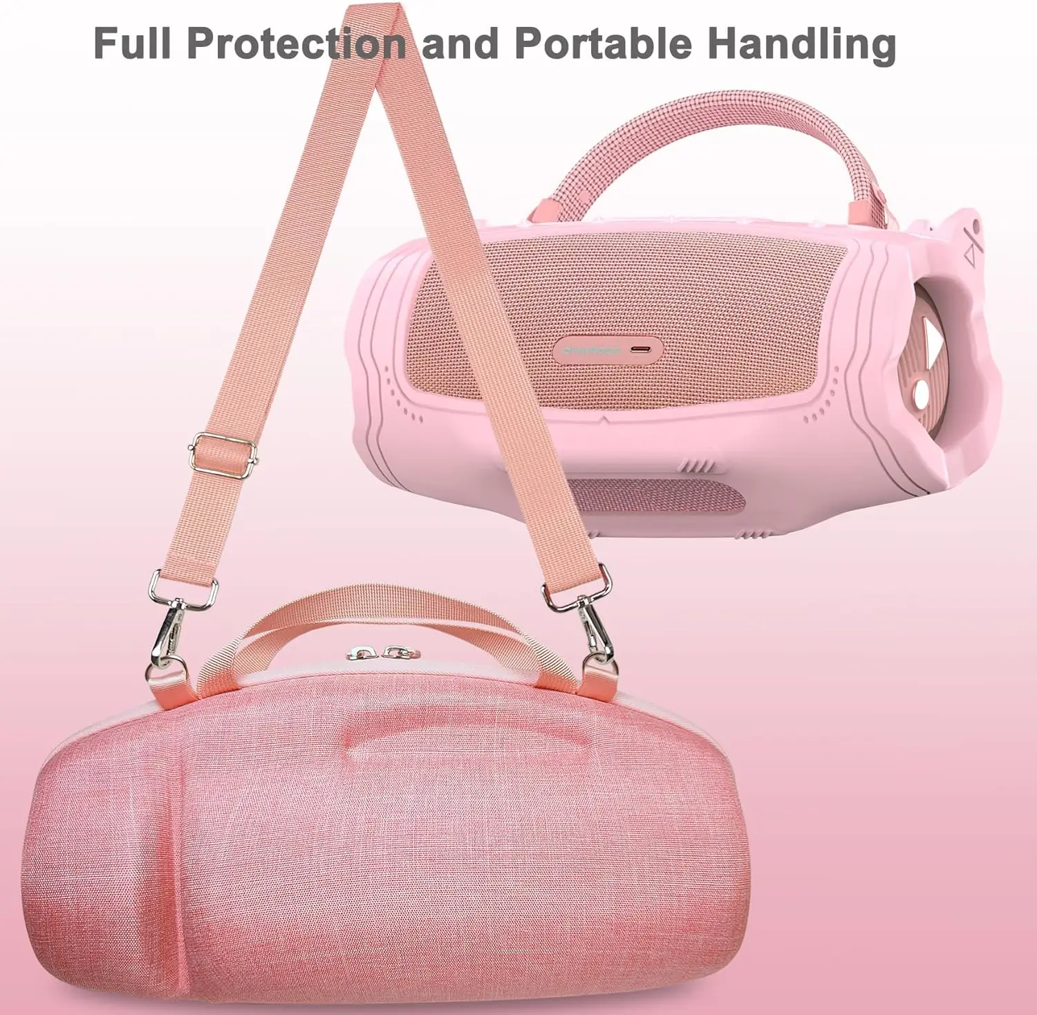 Silicone Protective Cover and Hard Carrying Case and Shoulder Stra for JBL Charge 6 Portable Bluetooth Speaker Accessories