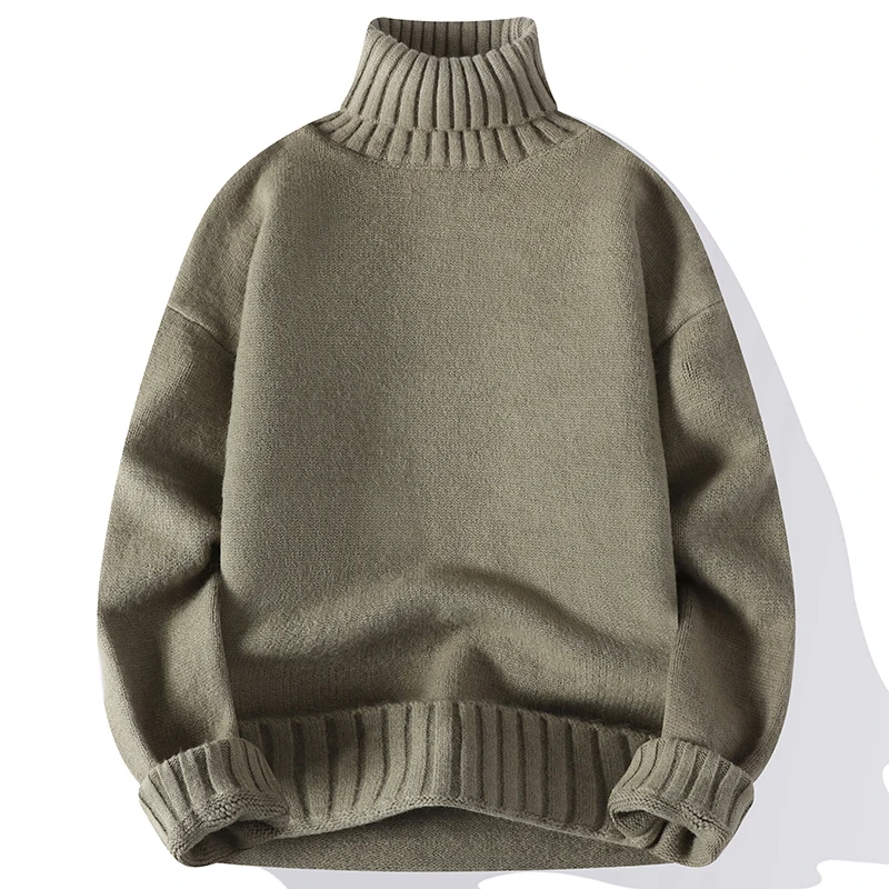 New Turtleneck Sweater Men Pullover Casual Solid Color Knitted Black Sweater Fashion Autumn Winter Men Clothing 2023 Sweater Man 6