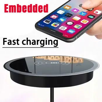 Caricabatterie incorporato da tavolo wireless rapido per iPhone 16 15 14 13 12 Samsung S24 S23 Huawei Xiaomi Telefono Ricarica induttiva veloce