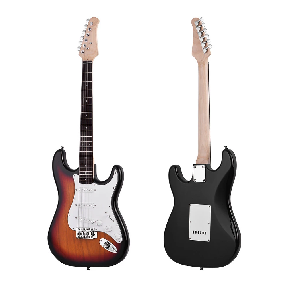 Electric Guitar Solid Wood Paulownia Body Maple Neck 21 Frets 6 String With Speaker Pitch Pipe Guitar Bag Strap Picks Right Hand