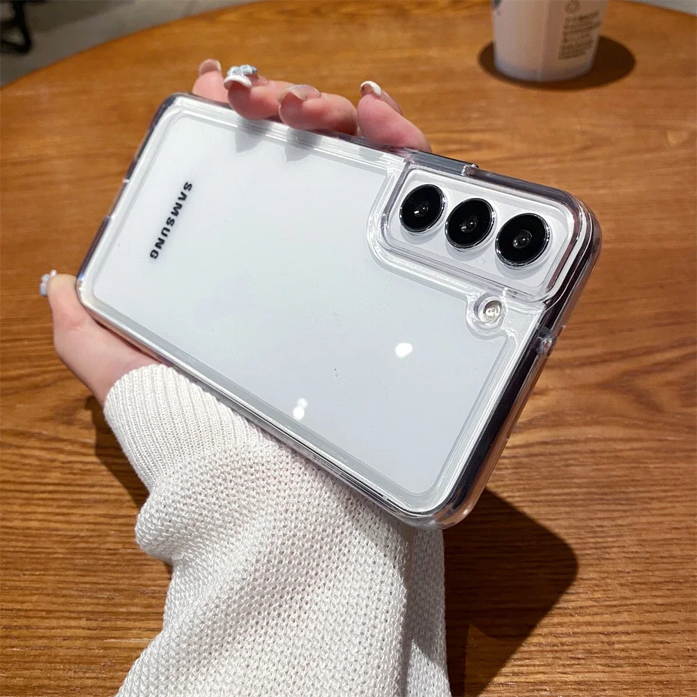 Luxury Original Hard Acrylic Silicone Protective Transparent Phone Case