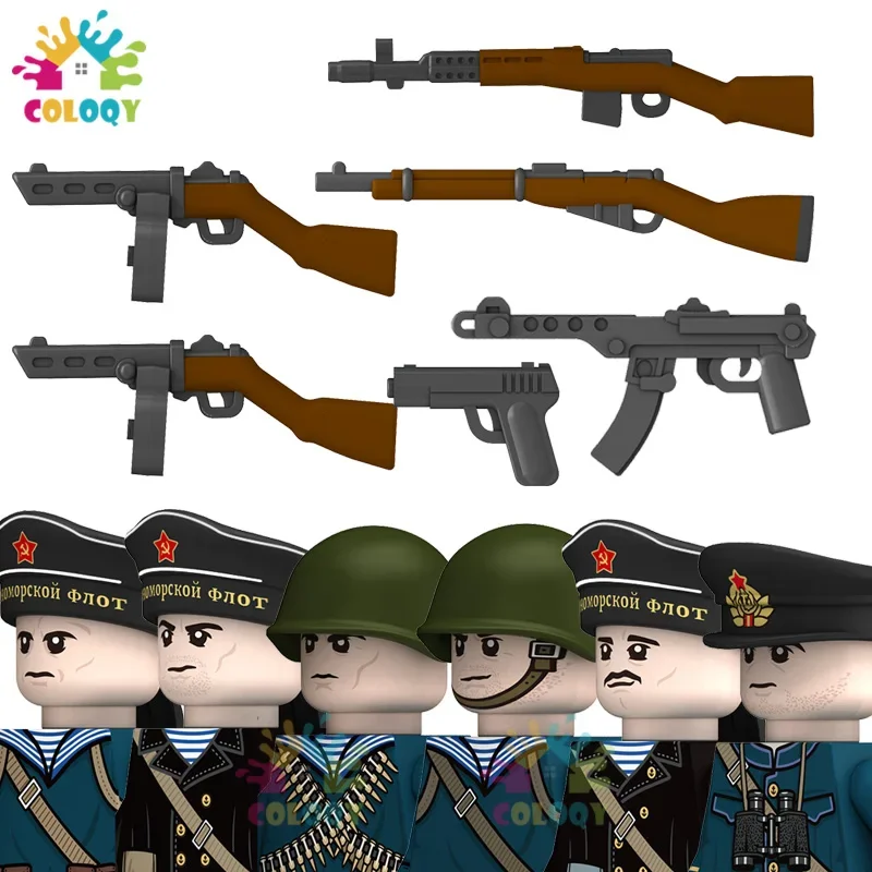Kids Toys WW2 Building Blocks Soviet Naval Infantry Soldiers Mini Action Figures Educational Toys For Kids Christmas Gifts