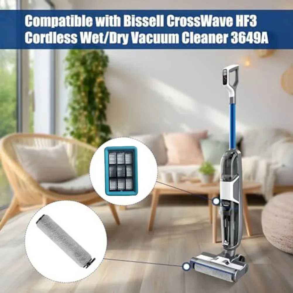 Filtro a spazzola a rullo di ricambio per aspirapolvere, facile da sostituire, progettato per Bissell, Crosswave HF2, 3845N, 3831 (filtro