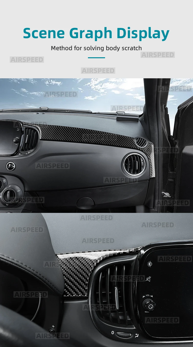 Real Soft Carbon Fiber Aufkleber für Fiat 500 500C/Abarth 595 595C/695 695C 2016 2017 2018 2019 2020 2021 2022 2023 2024 500e 2016-2019 Auto Instrument Streifen – Detail 9