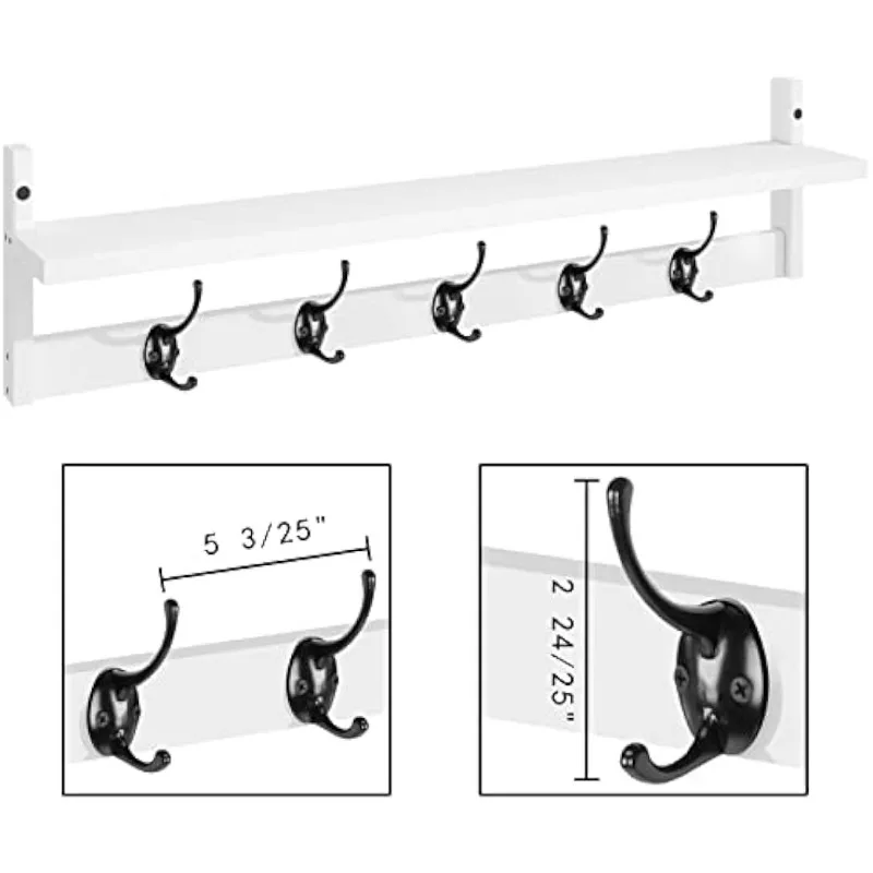 BAMEOS Wall Hooks with Shelf Entryway Wall Hanging Shelf Wood Coat