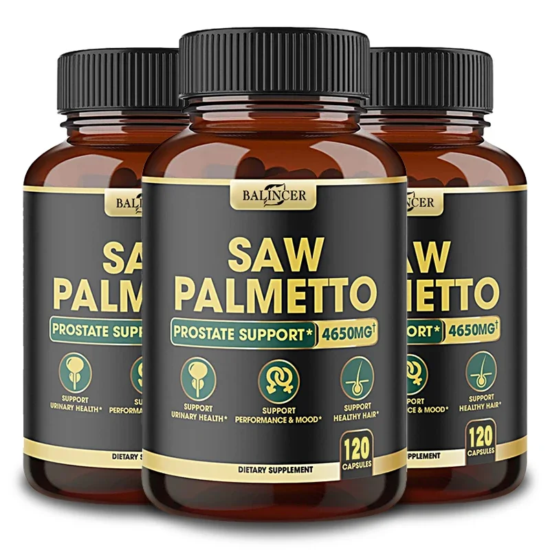 Saw Palmetto Capsules 11-in-1 with Ashwagandha Turmeric Tribulus Maca Healthy Prostate and Hair Support