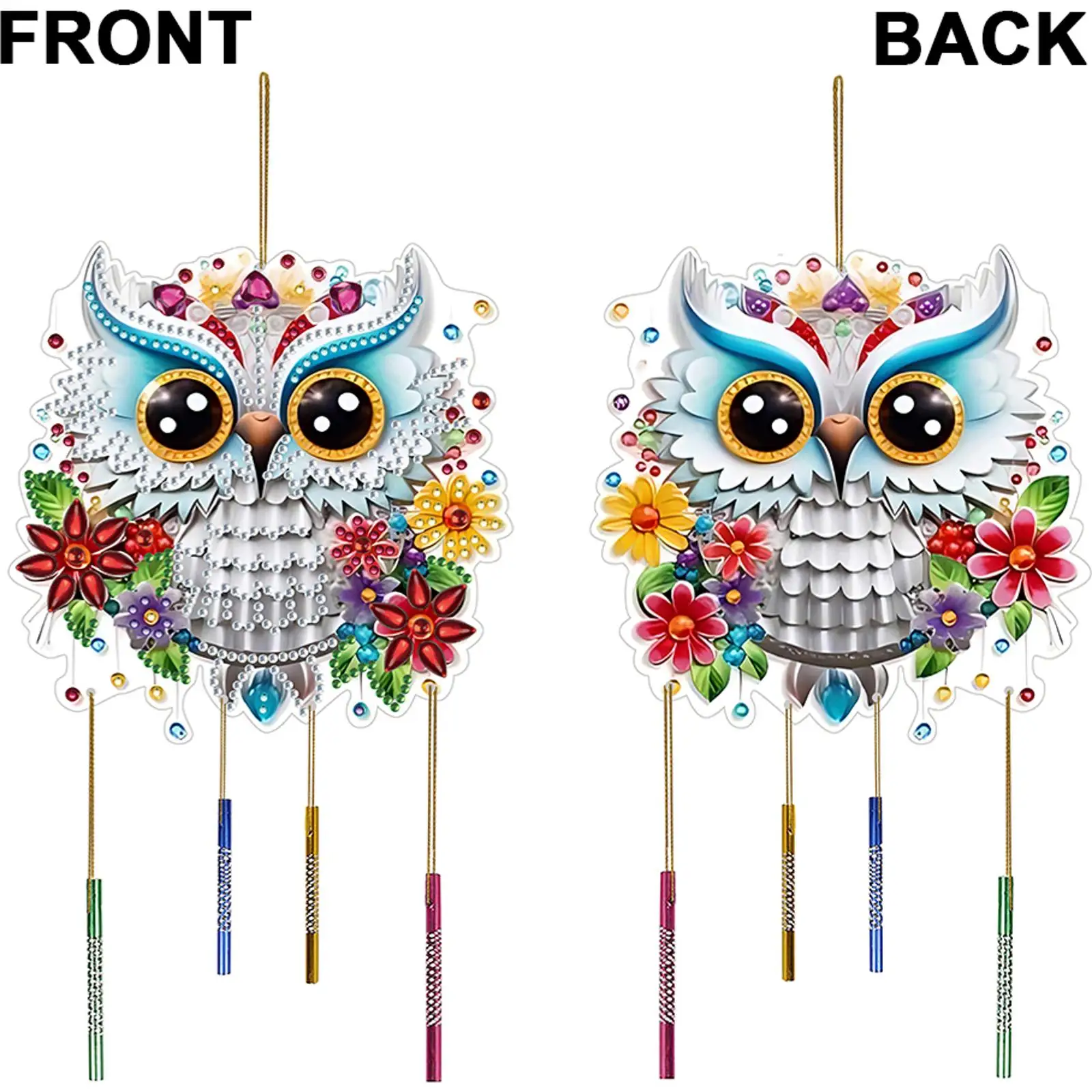2D Flat Animal Diamond Painting Wind Chimes Hanging Crystal Chime Ornament for Garden Window Decor