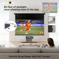 Electric Drop Down Black Grid ALR Crystal UST Projection Screen Motorized Ceiling&Wall Mount 150" 16:9 4K to UST Lazer Projector - Image 2