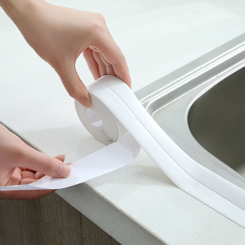 Bathroom Shower Bath Sealing Tape PVC Waterproof Self Adhesive Caulk Tape Bathroom Shower Sealing Kitchen Shower Sink wall sealing tapes